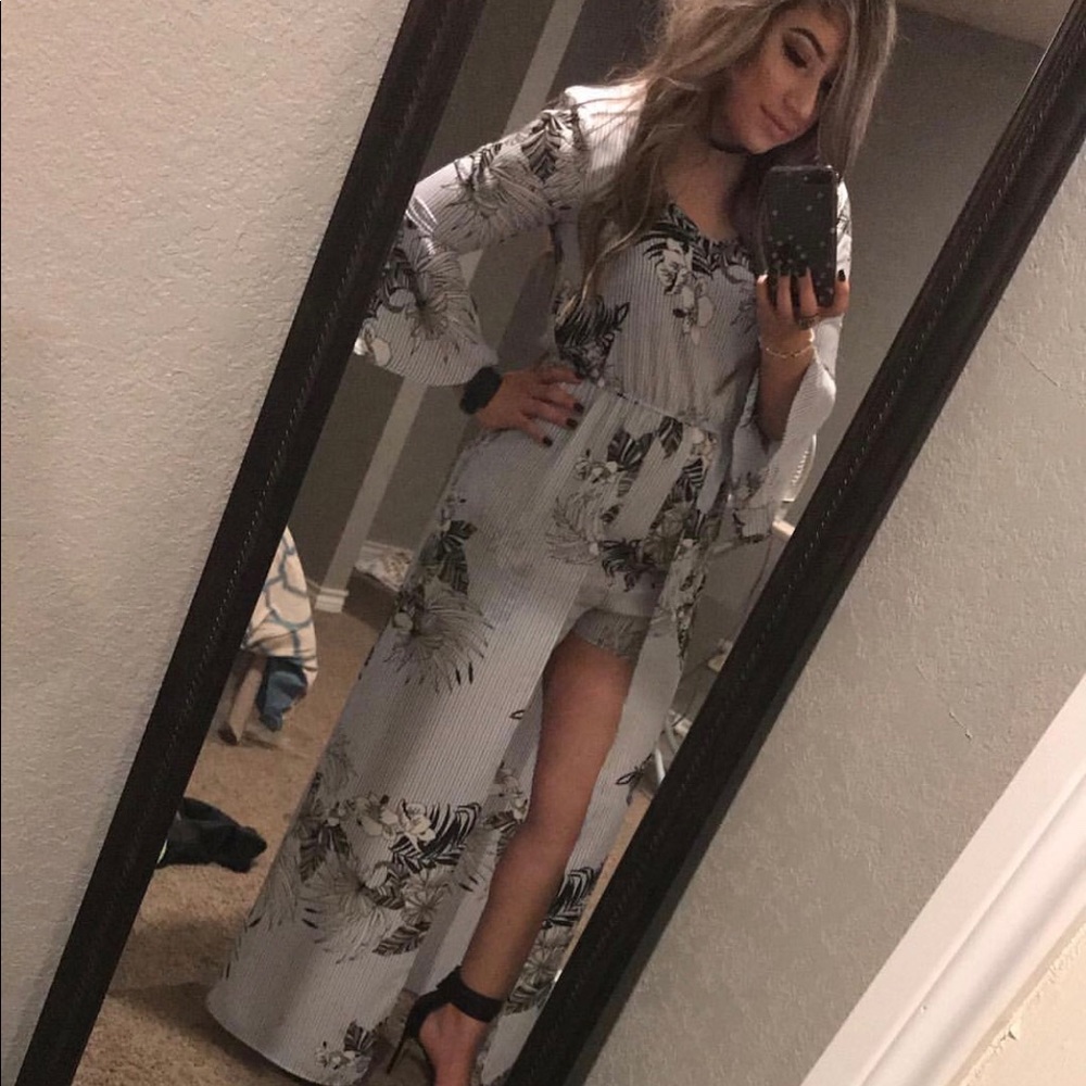 Floral/striped jumpsuit